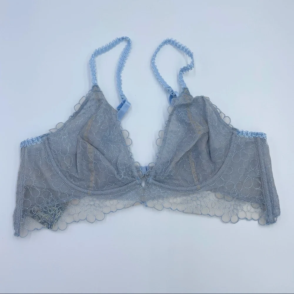 Free People Lucia Underwire Bra Blue Sz 34B